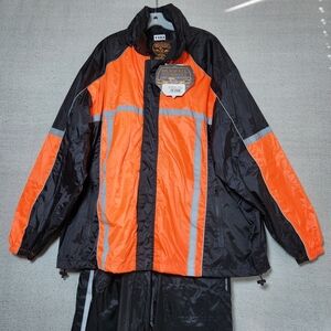 Milwaukee Performance Men's XL Motorcycle Rain Gear Black/Orange Jacket High Vis
